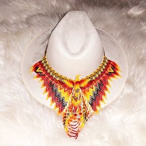 CUSTOM HAND BEADED Suede Western Brim Hat